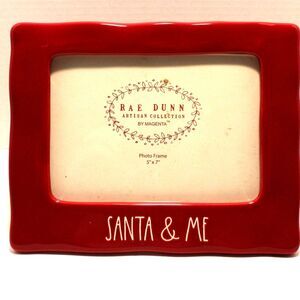 RAE DUNN Red Ceramic "Santa & Me"  5x7 Photo FRAME